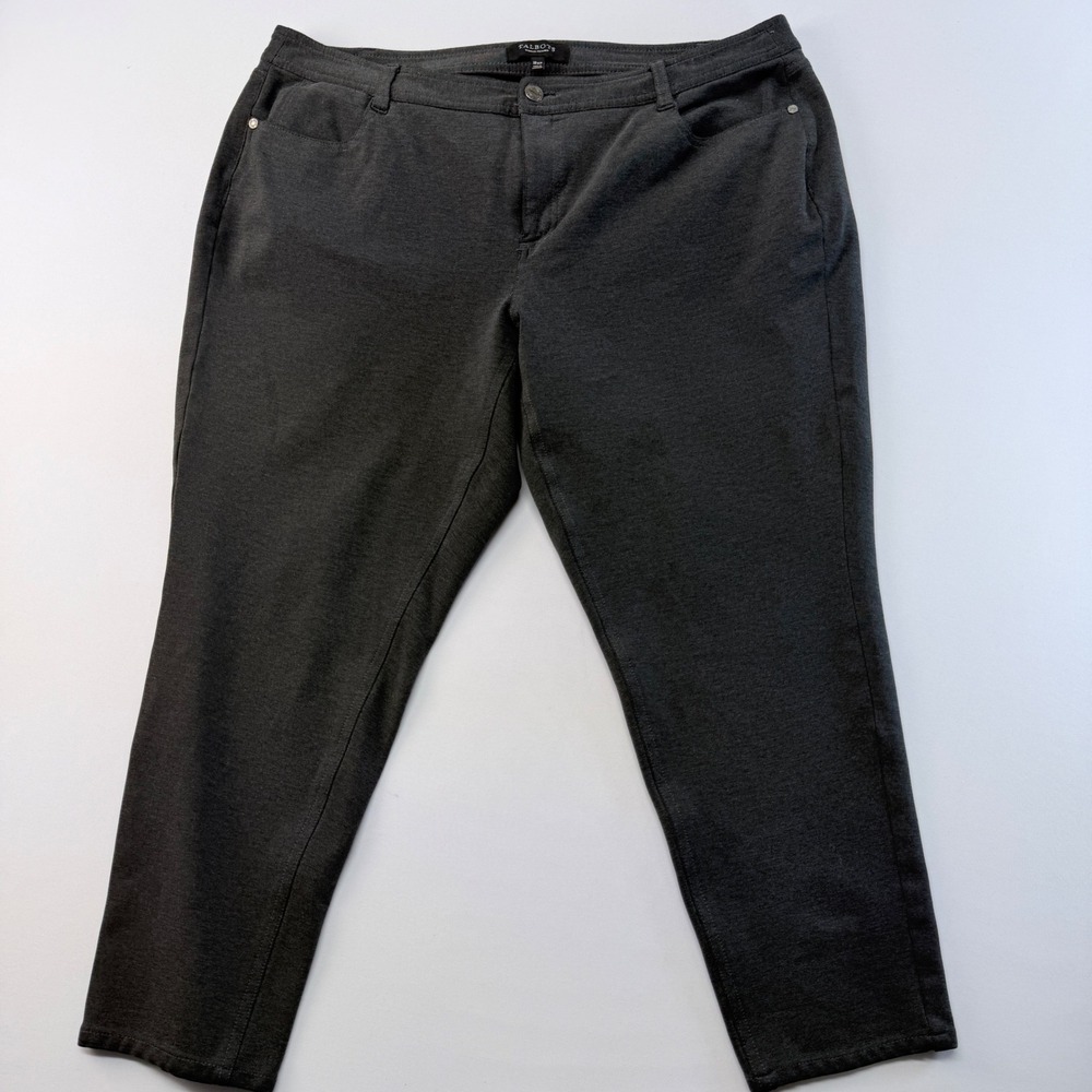 Talbots Woman Petites Charcoal Gray Straight Leg Knit Pants 18P Stretch Trousers
